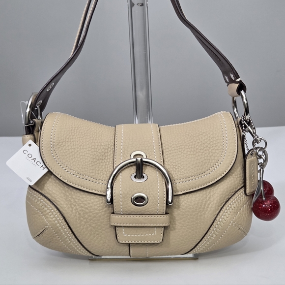 NWT VINTAGE Y2K COACH SOHO PEBBLE LEATHER SMALL BUCKLE FLAP HOBO BAG 10722 - Picture 2 of 9